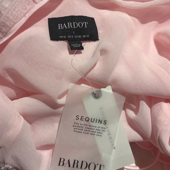 Anthropologie Bardot Aradia Sequin Halter Slip Dress Size 8 Light Pink - Picture 4 of 4